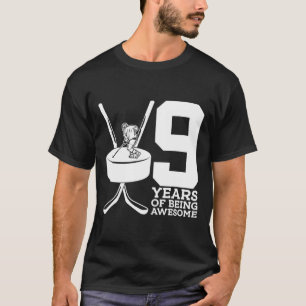 9 YEARS OF BEING AWESOME ICE HOCKEY 9TH BIRTHDAY T-Shirt