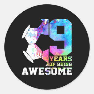 9 Years Of Being Awesome Soccer 9th Birthday  Classic Round Sticker