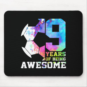 9 Years Of Being Awesome Soccer 9th Birthday  Mouse Pad