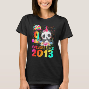 9 Years Old 9th Birthday Panda Awesome Since 2013 T-Shirt