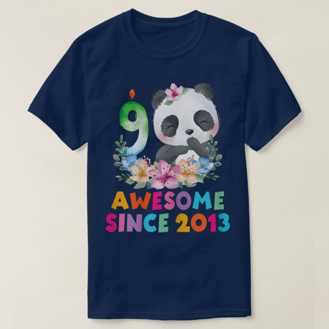 9 Years Old 9th Birthday Panda Unicorn Girl Party  T-Shirt (Design Front)
