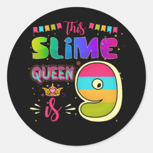 9 Years Old 9th Birthday Slime Queen Girl Party Classic Round Sticker