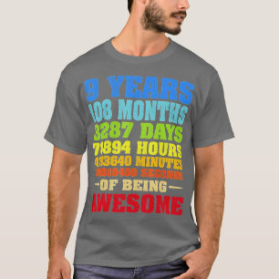 9 Years Old 9th Birthday Vintage Retro 108 Months T-Shirt