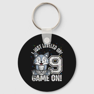 9 Years Old 9th Birthday Wolf Boy Girl Gifts Video Keychain