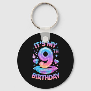 9 Years Old Bday K-p Kids 9th Birthday Girls Kp Bi Keychain