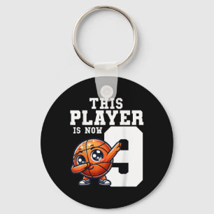 9 Years Old Bday Theme Party Dabbing Basketball 9t Keychain