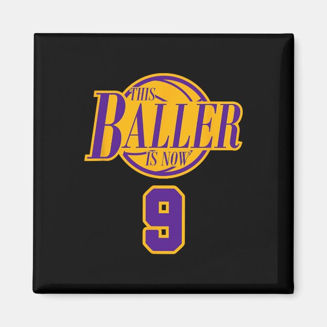 9 Years Old Birthday Basketball Baller Purple And  Magnet (Front)