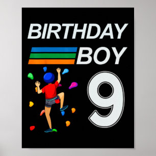 9 Years Old Birthday Bouldering Rock Climbing For Poster
