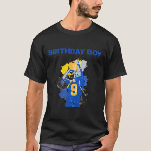 9 Years Old Birthday Boy Blue And Yellow Basketbal T-Shirt