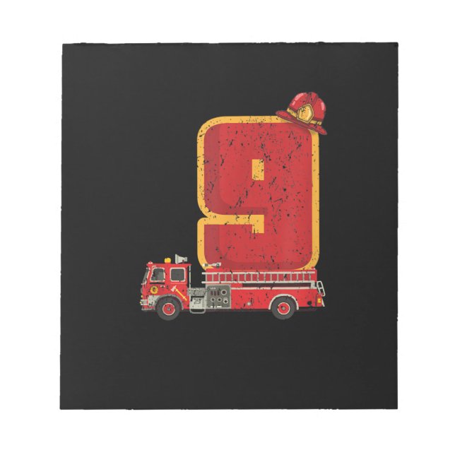 9 Years Old Birthday Boy Gifts Firefighter Notepad (Front)