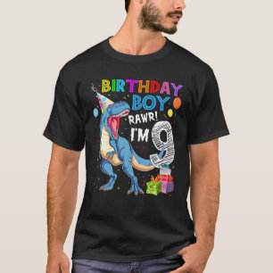 9 Years Old Birthday Boy Rawr I'm 9Th Dinosaurs T T-Shirt