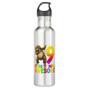 9 Years Old Birthday Sloth Dabbing 9th Birthday Sl 710 Ml Water Bottle