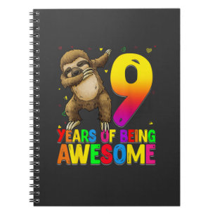 9 Years Old Birthday Sloth Dabbing 9th Birthday Sl Notebook