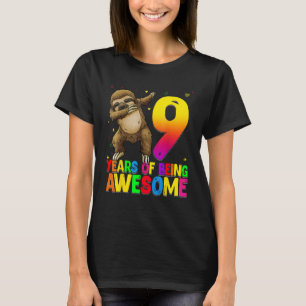 9 Years Old Birthday Sloth Dabbing 9th Birthday Sl T-Shirt