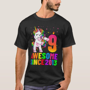 9 Years Old Birthday Unicorn Flossing 9Th Birthday T-Shirt
