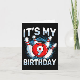 9 Years Old Bowling 9th Birthday Party Boys Girls  Card