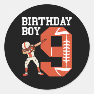 9 Years Old Boy Football Player 9th Football Birth Classic Round Sticker