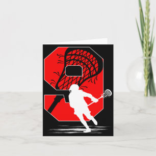 9 Years Old Boy Lacrosse Themed 9th Birthday Party Card