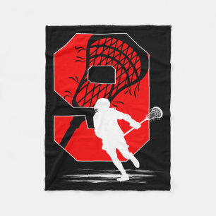 9 Years Old Boy Lacrosse Themed 9th Birthday Party Fleece Blanket