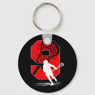 9 Years Old Boy Lacrosse Themed 9th Birthday Party Keychain