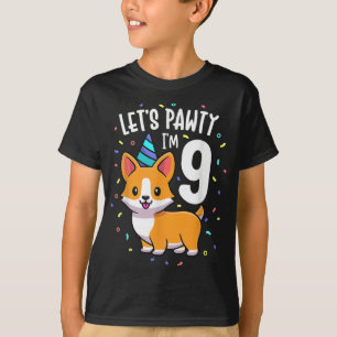 9 Years Old Corgi Dog Lover 9th Birthday Party Out T-Shirt