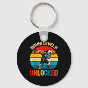 9 Years Old Dabbing Boy Bruh 9th Level Unlocked Bi Keychain