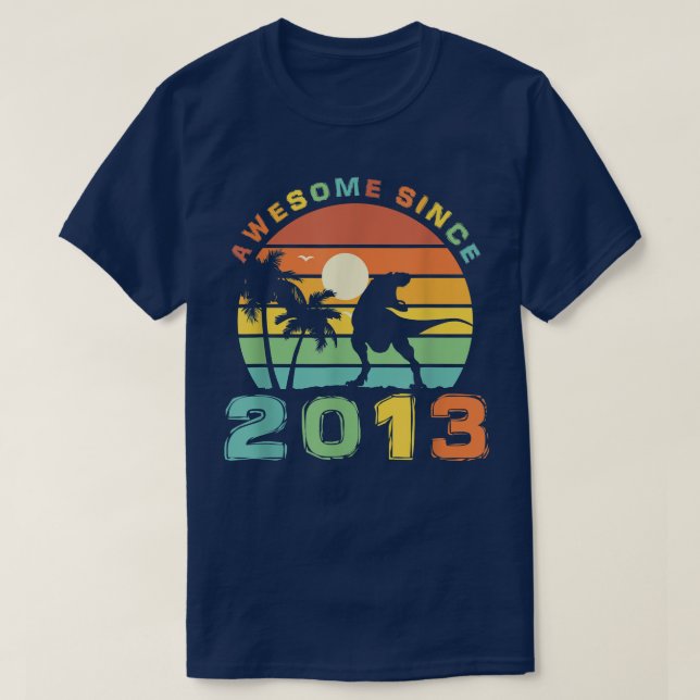 9 Years Old Gift Awesome Since 2013 9th Birthday  T-Shirt (Design Front)