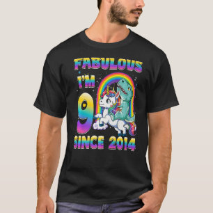 9 Years Old Girls Dinosaur Riding Unicorn 9th Birt T-Shirt