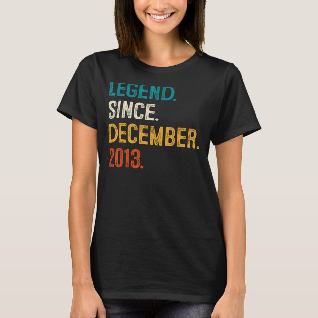 9 Years Old  Legend Since December 2013 9th Birthd T-Shirt (Front)