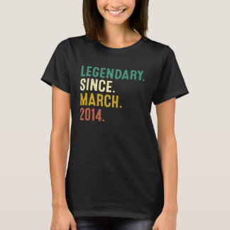9 Years Old  Legend Since March 2014 9th Birthday  T-Shirt