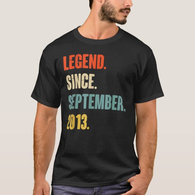 9 Years Old  Legend Since September 2013 9th Birth T-Shirt (Front)