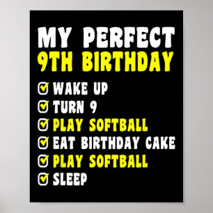 9 Years Old My Perfect 9th Birthday Softll 9th Bir Poster