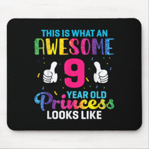 9 Years Old Princess Birthday Quote 9th B-Day Kids Mouse Pad