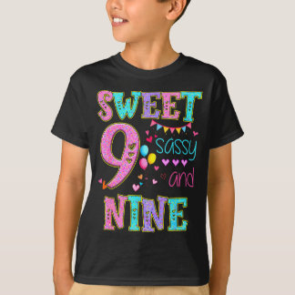 9 Years Old Sweet Sy And Nine Birthday Girl Donut  T-Shirt
