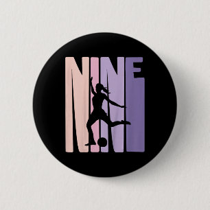 9 Years Soccer Girls Gift 9th Birthday Footll Play 2 Inch Round Button