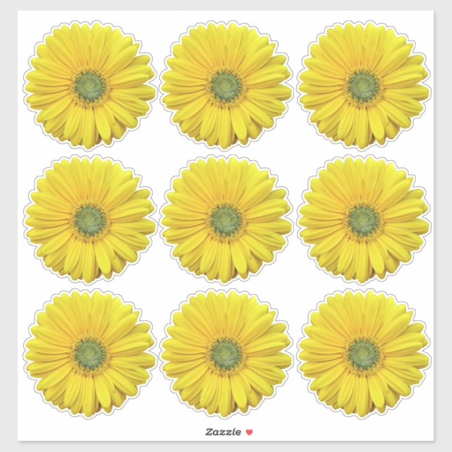 9 Yellow Gerber Daisy Flower Kiss-Cut Stickers (Sheet)