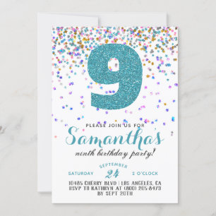 9e anniversaire Confetti Invitation