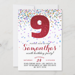 9e anniversaire Confetti Invitation