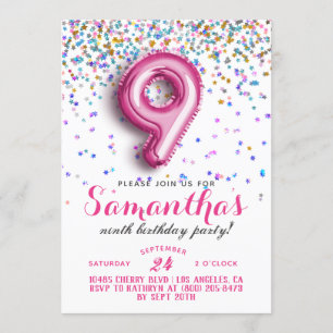 9e anniversaire Confetti Invitation
