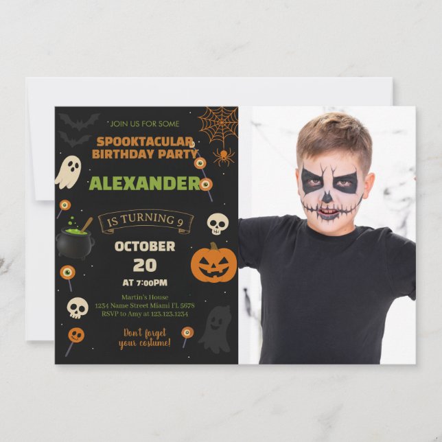 9e anniversaire Halloween Invitation | Boo-Day éff (Devant)