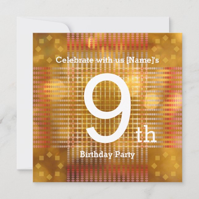 9e anniversaire - Invitation d'or (Devant)