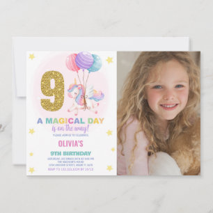 9e anniversaire Unicorn Anniversaire Invitations p