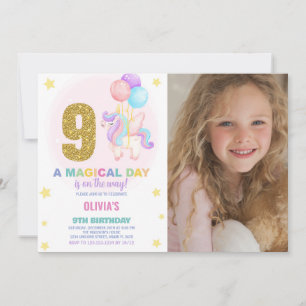 9e anniversaire Unicorn Anniversaire Invitations p