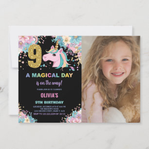 9e anniversaire Unicorn Anniversaire Invitations p