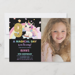 9e anniversaire Unicorn Anniversaire Invitations p