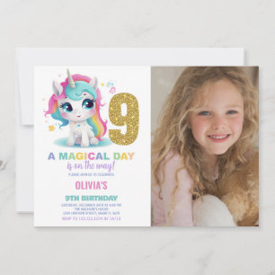 9e anniversaire Unicorn Anniversaire Invitations p
