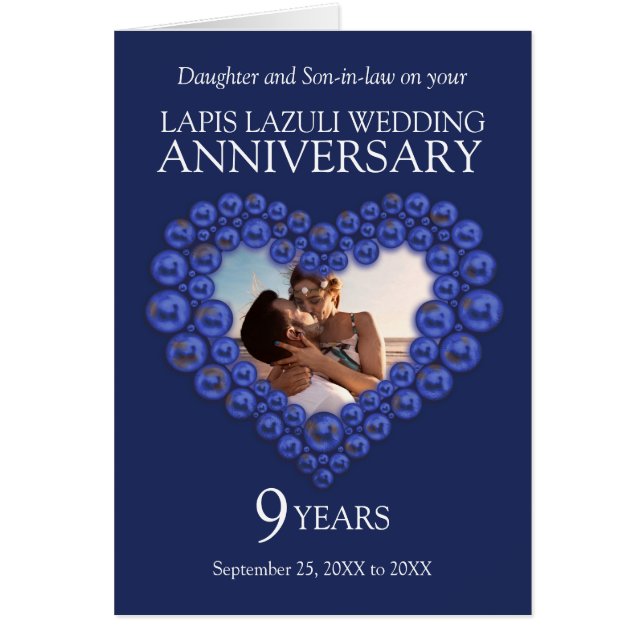 9e carte d'anniversaire mariage Lapis Lazuli bleu (Devant)