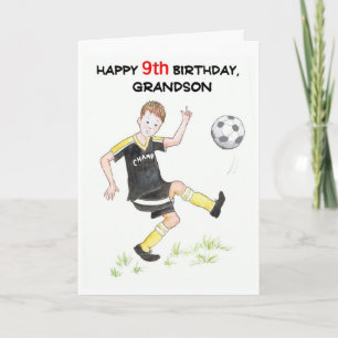 9e carte d'anniversaire pour un petit-fils - Footb