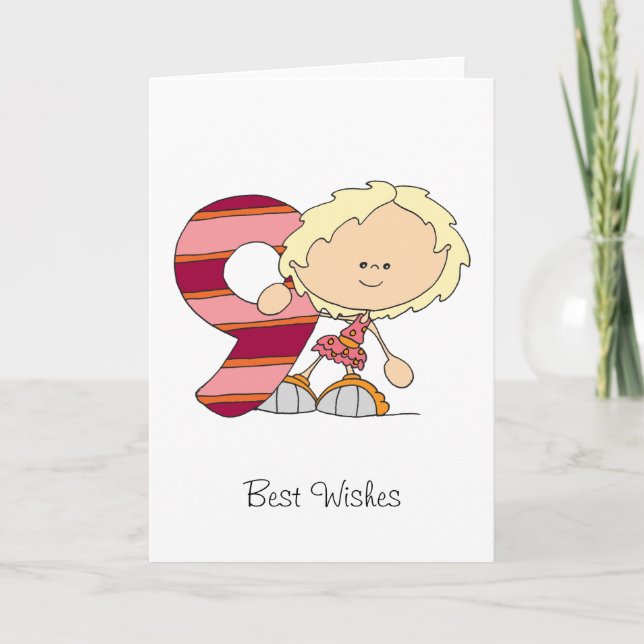 9ème anniversaire - carte de voeux - fille (Devant)