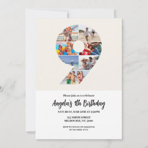 9ème anniversaire Invitation minimaliste - Numéro